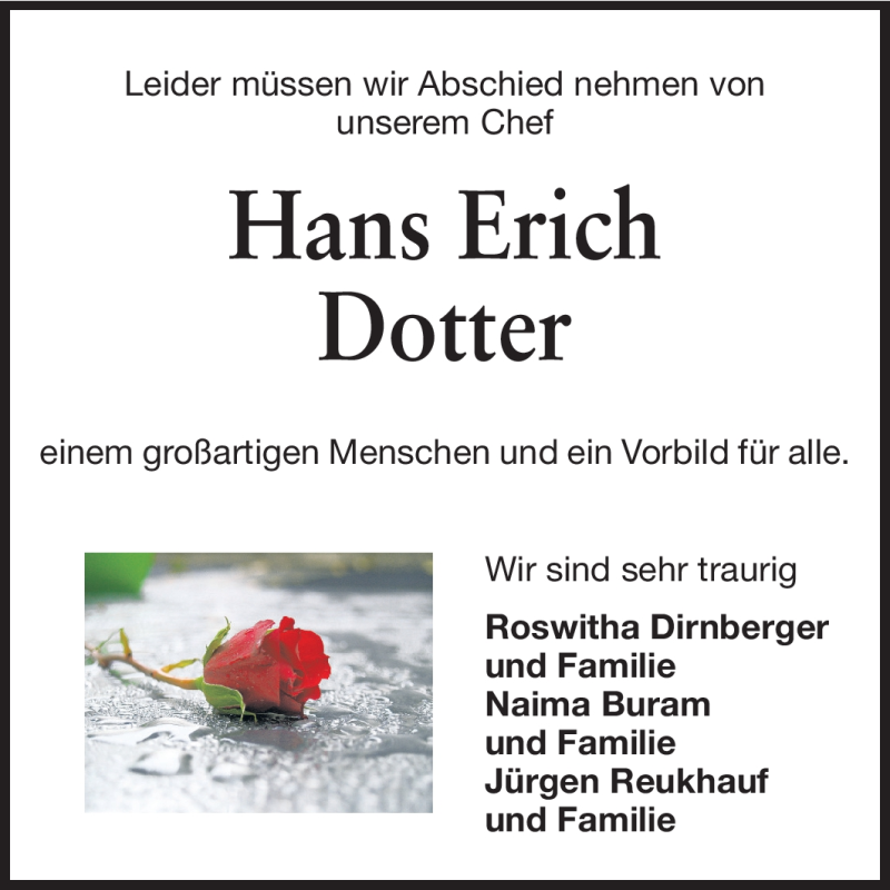  Traueranzeige für Hans Erich Dotter vom 15.08.2012 aus Echo-Zeitungen (Gesamtausgabe)