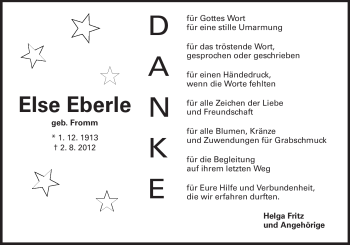 Traueranzeige von Else Eberle von Starkenburger Echo