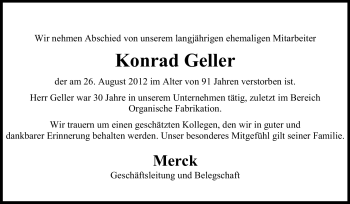 Traueranzeige von Konrad Geller von Echo-Zeitungen (Gesamtausgabe)