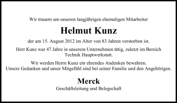 Traueranzeige von Helmut Kunz von Echo-Zeitungen (Gesamtausgabe)