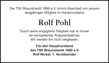 Traueranzeige von Rolf Pohl von Echo-Zeitungen (Gesamtausgabe)