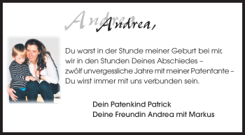 Traueranzeige von Andrea Gräf von Echo-Zeitungen (Gesamtausgabe)