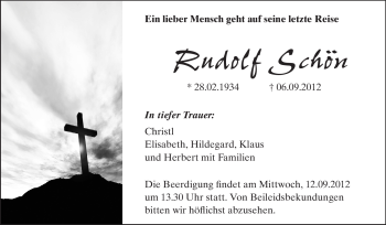 Traueranzeige von Rudolf Schön von Echo-Zeitungen (Gesamtausgabe)