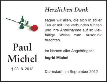 Traueranzeige von Paul Michel von Echo-Zeitungen (Gesamtausgabe)