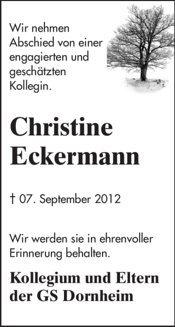 Traueranzeige von Christine Eckermann von Echo-Zeitungen (Gesamtausgabe)