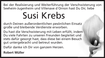 Traueranzeige von Susi Krebs von Echo-Zeitungen (Gesamtausgabe)