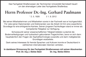 Traueranzeige von Gerhard Paulmann von Echo-Zeitungen (Gesamtausgabe)