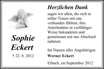 Traueranzeige von Sophie Eckert von Odenwälder Echo