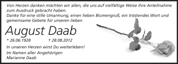 Traueranzeige von August Daab von Echo-Zeitungen (Gesamtausgabe)