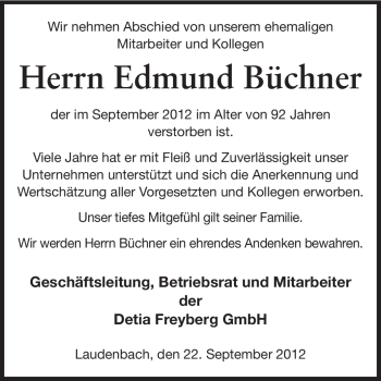 Traueranzeige von Edmund Büchner von Starkenburger Echo