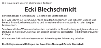Traueranzeige von Ecki Blechschmidt von Echo-Zeitungen (Gesamtausgabe)