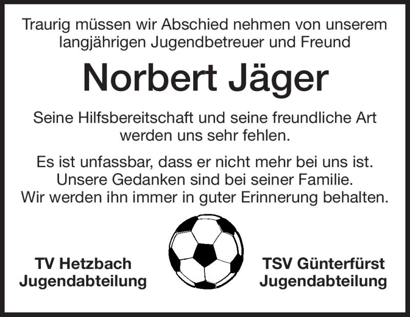  Traueranzeige für Norbert Jäger vom 22.09.2012 aus Odenwälder Echo