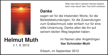 Traueranzeige von Helmut Muth von Odenwälder Echo