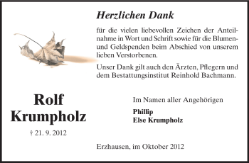 Traueranzeige von Rolf Krumpholz von Echo-Zeitungen (Gesamtausgabe)