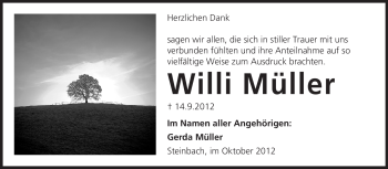 Traueranzeige von Willi Müller von Odenwälder Echo