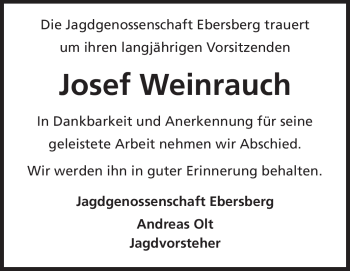 Traueranzeige von Josef Weinrauch von Odenwälder Echo