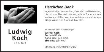 Traueranzeige von Ludwig Koch von Odenwälder Echo