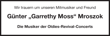 Traueranzeige von Günter Mroszok von Echo-Zeitungen (Gesamtausgabe)