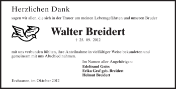 Traueranzeige von Walter Breidert von Echo-Zeitungen (Gesamtausgabe)