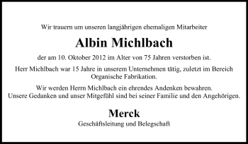 Traueranzeige von Albin Michlbach von Echo-Zeitungen (Gesamtausgabe)