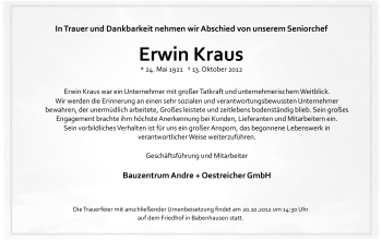 Traueranzeige von Erwin Kraus von Darmstädter Echo, Odenwälder Echo, Rüsselsheimer Echo, Groß-Gerauer-Echo, Ried Echo