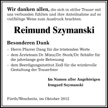 Traueranzeige von Reimund Szymanski von Starkenburger Echo