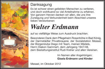 Traueranzeige von Walter Erdmann von Echo-Zeitungen (Gesamtausgabe)