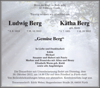 Traueranzeige von Kätha Berg von Starkenburger Echo