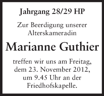Traueranzeige von Marianne Guthier von Starkenburger Echo