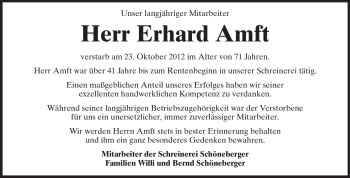 Traueranzeige von Erhard Amft von Rüsselsheimer Echo, Groß-Gerauer-Echo, Ried Echo