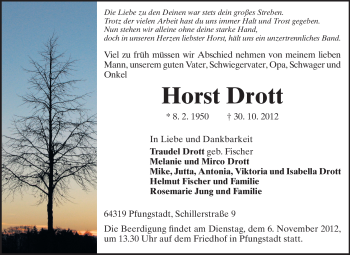 Traueranzeige von Horst Drott von Echo-Zeitungen (Gesamtausgabe)