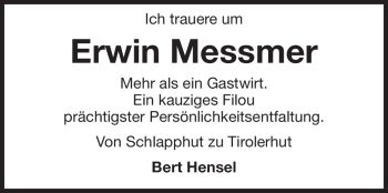 Traueranzeige von Erwin Messmer von Echo-Zeitungen (Gesamtausgabe)