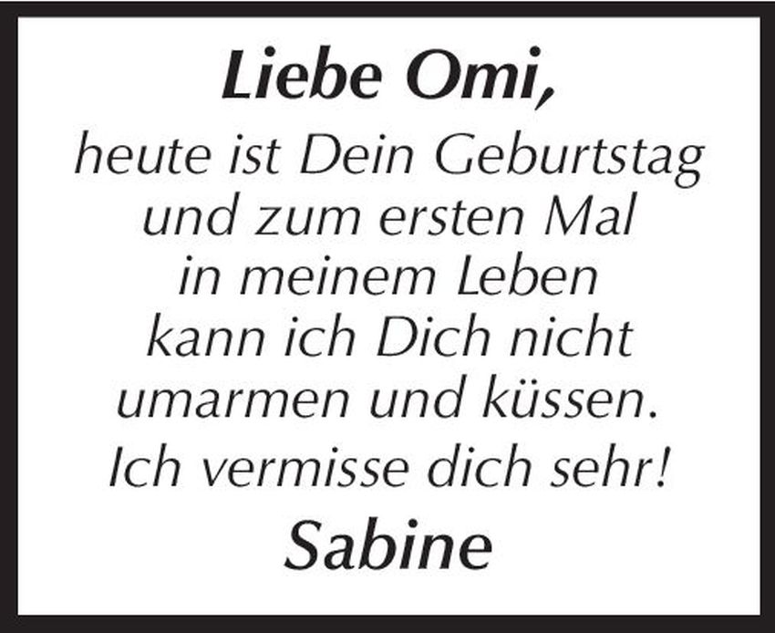  Traueranzeige für Liebe Omi  vom 09.11.2012 aus Rüsselsheimer Echo, Groß-Gerauer-Echo, Ried Echo