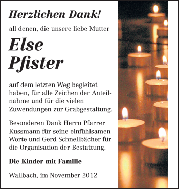 Traueranzeige von Else Pfister von Darmstädter Echo