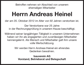 Traueranzeige von Andreas Heinel von Darmstädter Echo, Odenwälder Echo, Rüsselsheimer Echo, Groß-Gerauer-Echo, Ried Echo