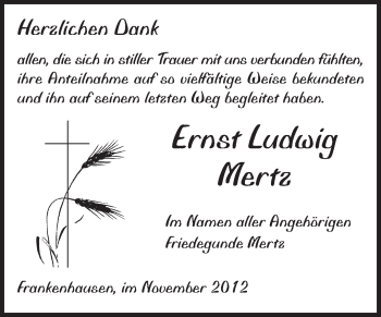 Traueranzeige von Ernst-Ludwig Mertz von Echo-Zeitungen (Gesamtausgabe)