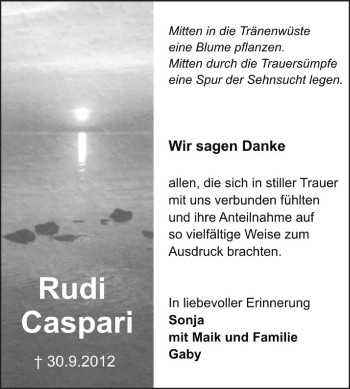 Traueranzeige von Rudi Caspari von Echo-Zeitungen (Gesamtausgabe)