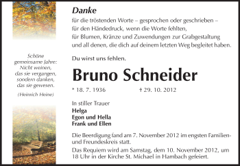 Traueranzeige von Bruno Schneider von Starkenburger Echo