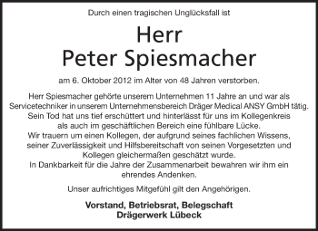 Traueranzeige von Peter Spiesmacher von Odenwälder Echo