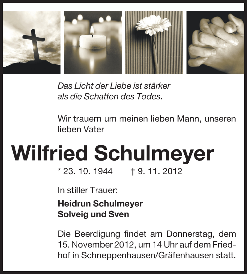  Traueranzeige für Wilfried Schulmeyer vom 13.11.2012 aus Echo-Zeitungen (Gesamtausgabe)