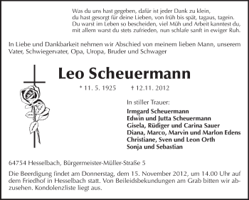 Traueranzeige von Leo Scheuermann von Odenwälder Echo