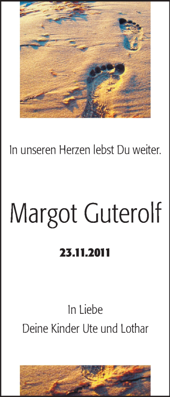 Traueranzeige von Margot Guterolf von Rüsselsheimer Echo, Groß-Gerauer-Echo, Ried Echo