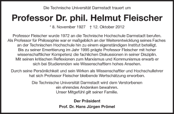 Traueranzeige von Helmut Fleischer von Echo-Zeitungen (Gesamtausgabe)