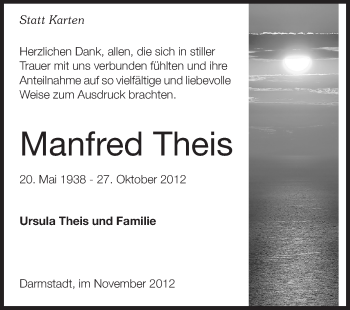 Traueranzeige von Manfred Theis von Echo-Zeitungen (Gesamtausgabe)