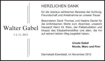 Traueranzeige von Ursula Gabel von Echo-Zeitungen (Gesamtausgabe)