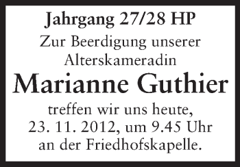 Traueranzeige von Marianne Guthier von Starkenburger Echo