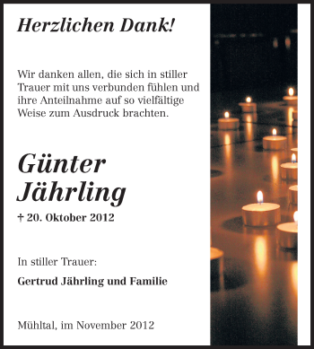 Traueranzeige von Günter Jährling von Echo-Zeitungen (Gesamtausgabe)
