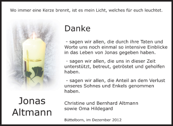 Traueranzeige von Jonas Altmann von Rüsselsheimer Echo, Groß-Gerauer-Echo, Ried Echo