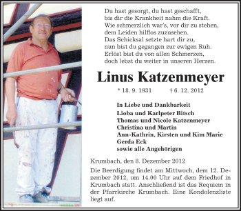 Traueranzeige von Linus Katzenmeyer von Starkenburger Echo