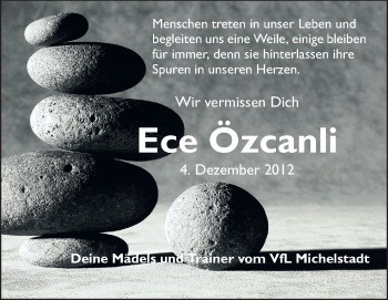 Traueranzeige von Ece Özcanli von Odenwälder Echo